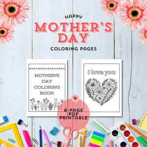 Mothers Day Coloring Pages for Kids, Happy Mother&#39;s Day Cute Coloring, Mom Coloring Book, Mom Printable Coloring Pages, I Love You Mom Gift