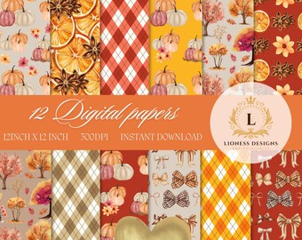 Herbst Digitales Papier Set: Herbst Muster (digitaler Download)