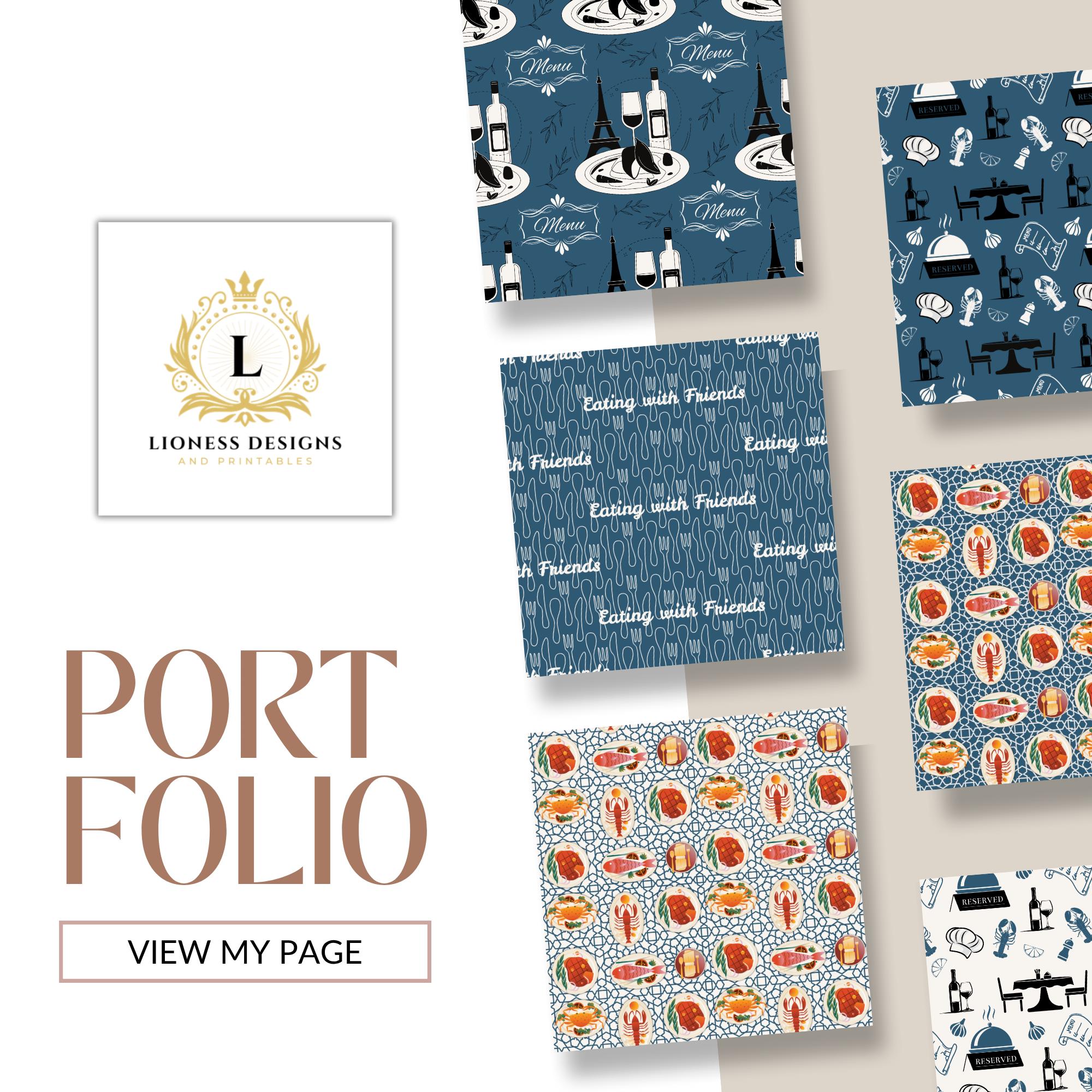 Fine Dining With Friends Seamless Patterns, Blue and White ...