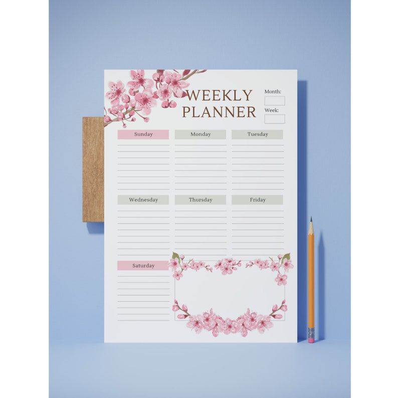 Cherry Blossom Weekly Planner Printable - Etsy