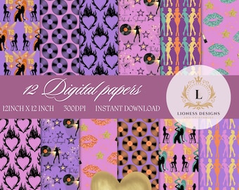 Showgirl Purple Digital Paper: Seamless PNG, JPG (12"x12")