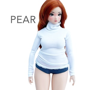 Smart Doll PEAR - Top de cuello alto de manga larga con encaje blanco antimanchas Smartdoll Top de invierno casual con cuello alto Ropa de pera