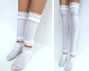 Smart Doll stain prevention white lace white protection leg sleeves, ankle socks, longer, shorter length, Smartdoll clothing, stop staining