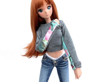 Smart Doll Cropped Casual Jumper Smartdoll Sweater Long Sleeved Flower Top Floral Clothes Grey Clothing Jersey & Velour Fabric Pullover Gift