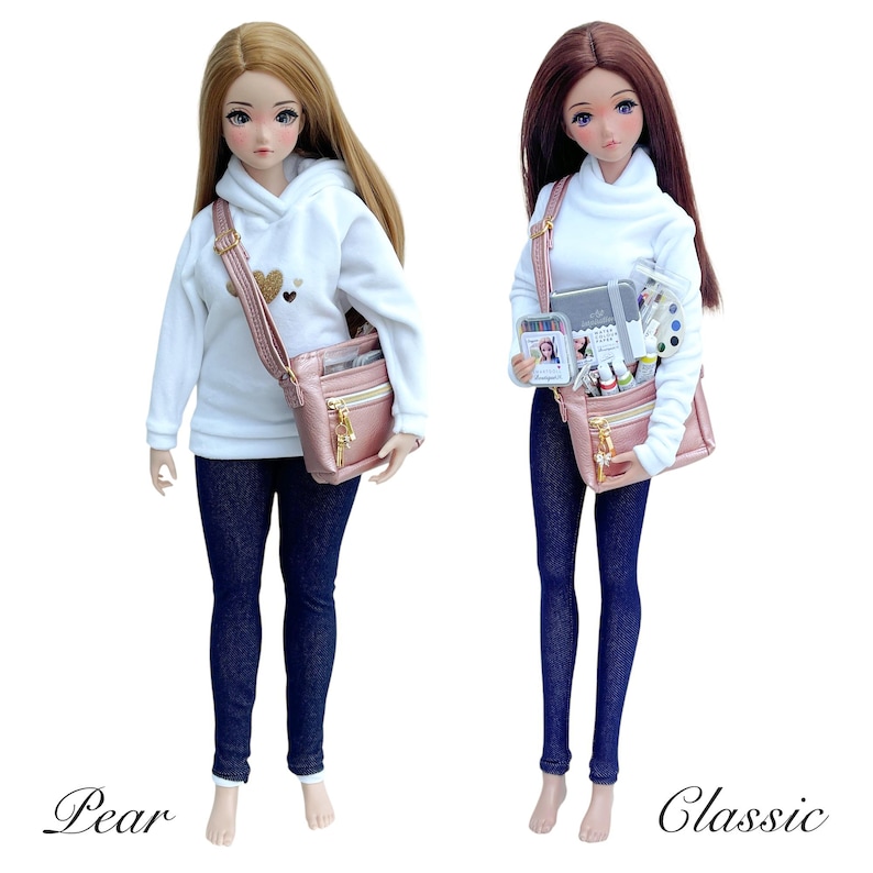 Smart Doll ARTIST Theme Cross Body Kit Bag 7 Accessories CHOOSE COLOUR Faux Leather Adjustable Strap Pockets Pear Smartdoll Photoshoot Prop