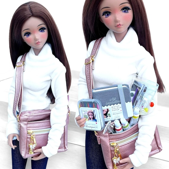 Smart Doll ARTIST Theme Cross Body Kit Bag Accessories CHOOSE COLOUR Faux Leather Adjustable Strap Pocket Pear Smartdoll Photoshoot Prop Art