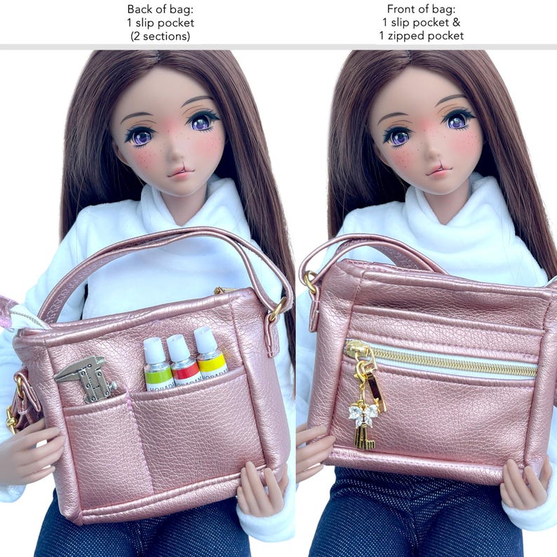 Smart Doll ARTIST Theme Cross Body Kit Bag 7 Accessories CHOOSE COLOUR Faux Leather Adjustable Strap Pockets Pear Smartdoll Photoshoot Prop