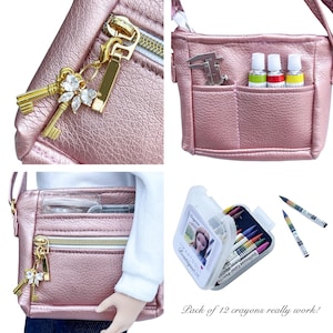 Smart Doll ARTIST Theme Cross Body Kit Bag 7 Accessories CHOOSE COLOUR Faux Leather Adjustable Strap Pockets Pear Smartdoll Photoshoot Prop