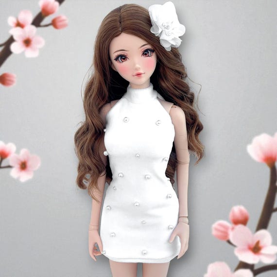 Smart Doll Dress Short Wedding Sleeveless Pearl Halter Neck Mini White 60s  Celebration Wedding Smartdoll Classic Summer Flower Accessory - Etsy