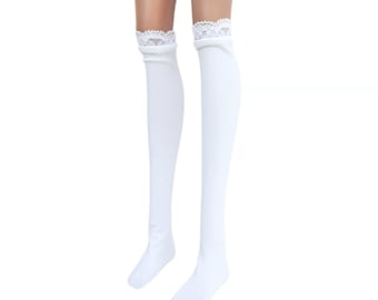 Smart Doll Socks UP TO The Knee Thigh High Long White Lace Top Stain Prevention Stain Protection SmartDoll Clothing Summer Winter Underwear