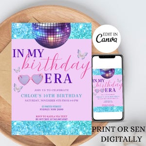 In My Birthday Era Teen Girl Birthday Party, Girl Music Birthday Party Invite, Editable DIY Birthday Party Invitation