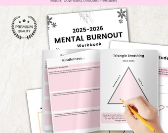 Mental Burnout Workbook: Stress Relief & Self-Care (Digital Download)