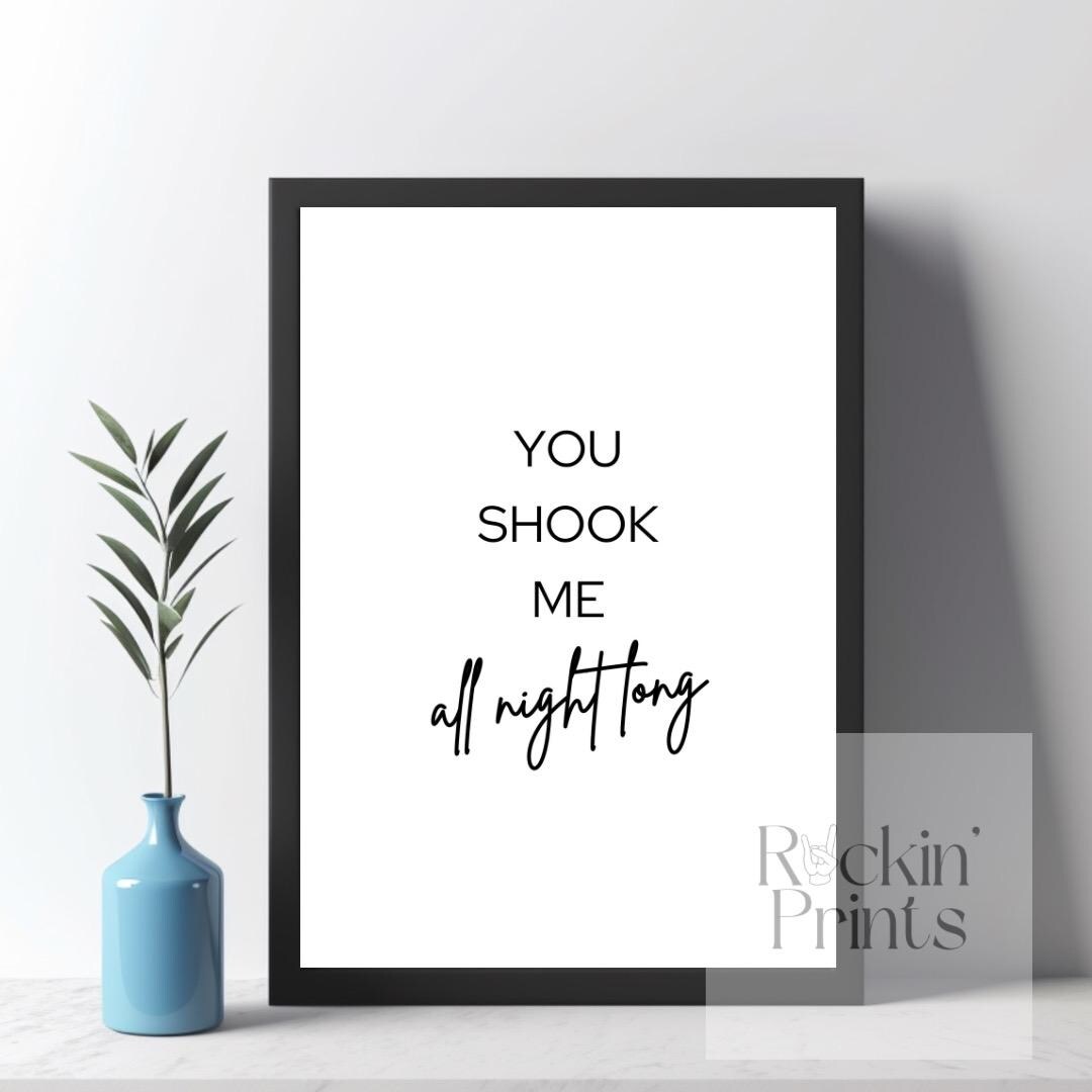 AC/DC - You Shook Me All Night Long Minimalist Digital Print Home Decor ...