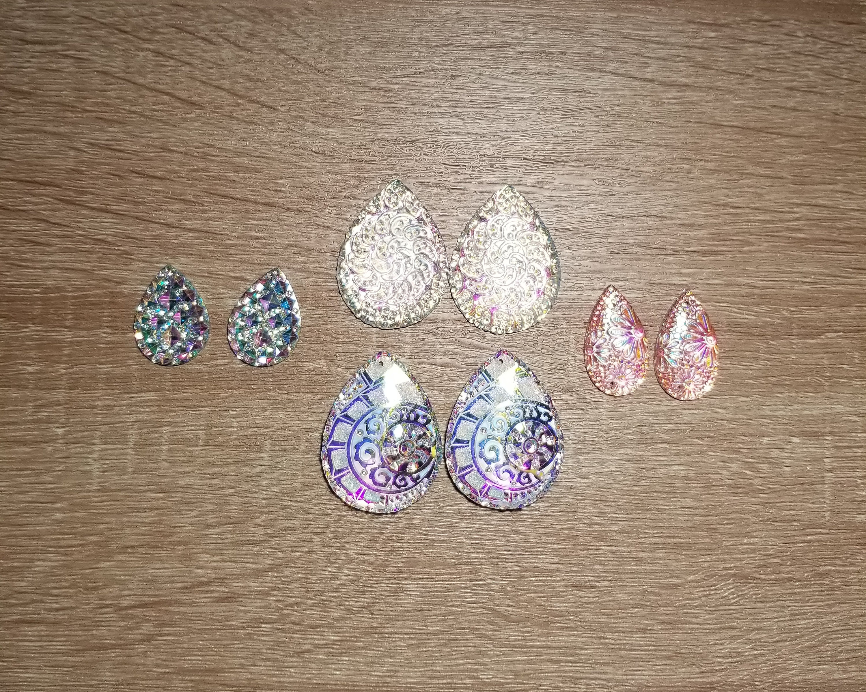 AB 30 X 40 Mm Geometric Pattern Tear Drop Flat Back Cabochons, Flower ...