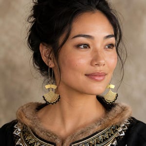 Inuk Spirit Miyuki Delica Beaded Ulu Earrings©, Inuit Beaded Ulu Earrings, Aboriginal Beaded Ulu Brass Earrings, Indigenous Beaded Ulu Studs