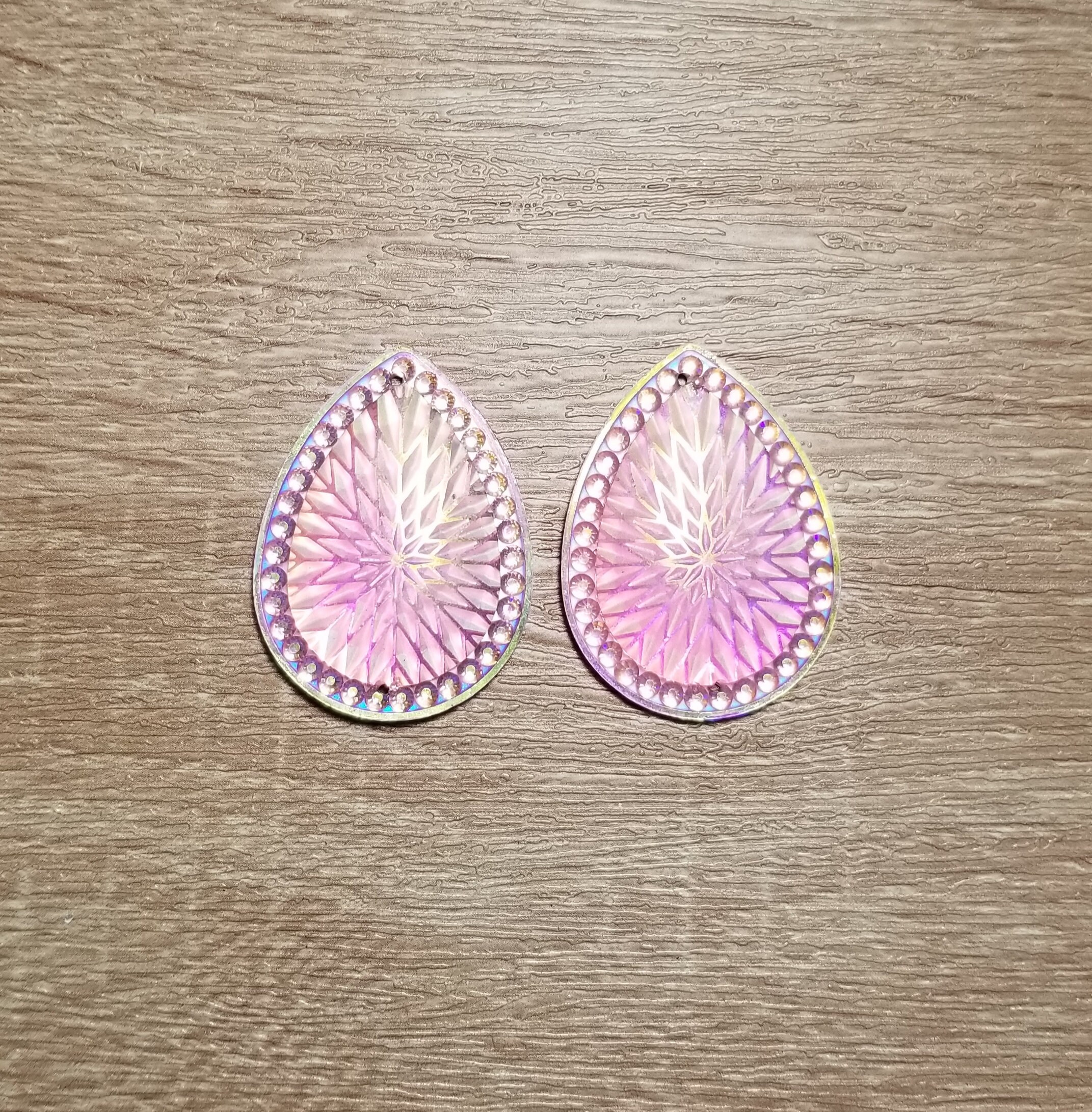 AB 30 X 40 Mm Geometric Pattern Tear Drop Flat Back Cabochons, Flower ...