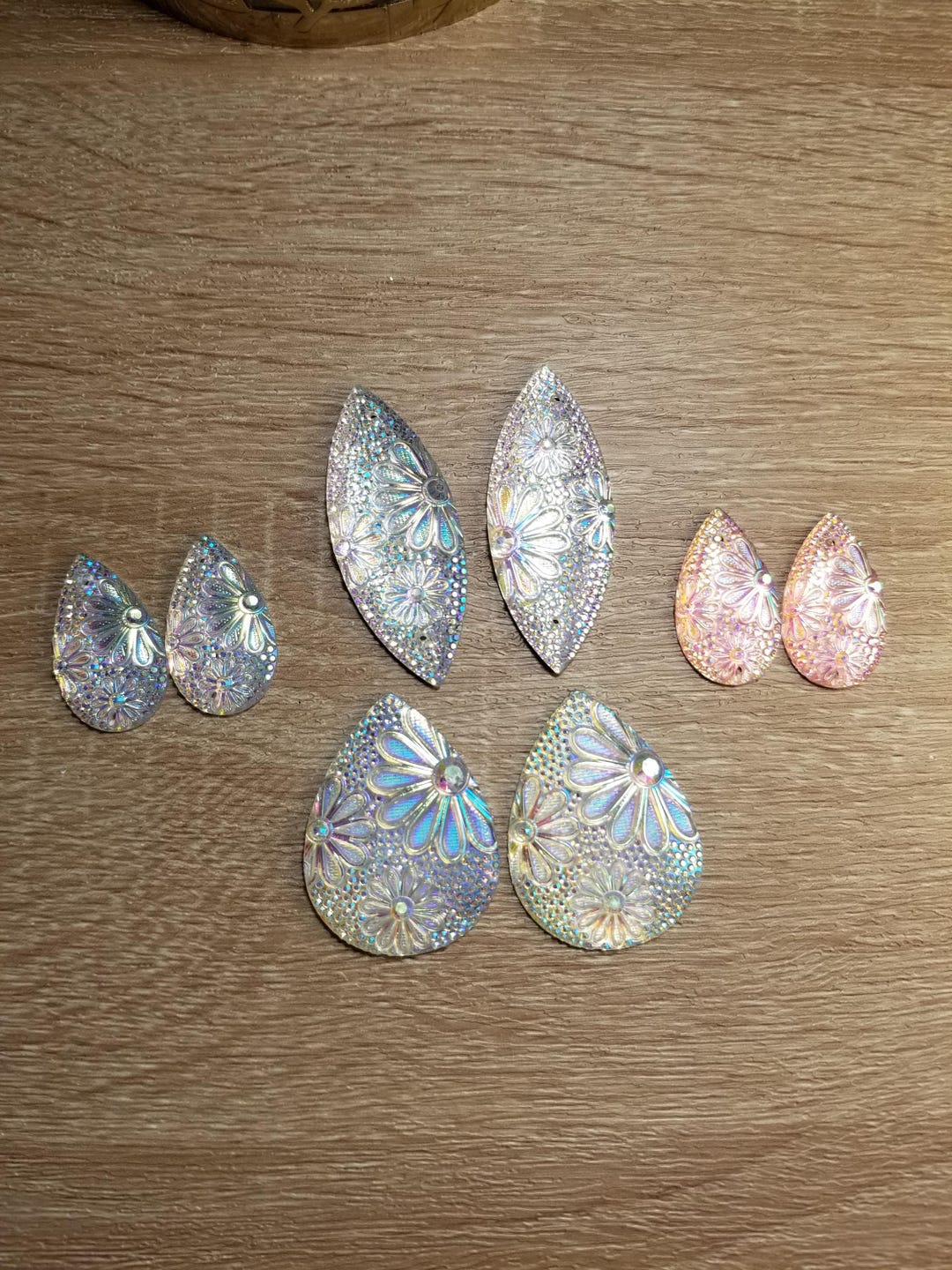 AB Flower Pattern Tear Drop Flat Back Cabochons, Flower Pattern Horse ...