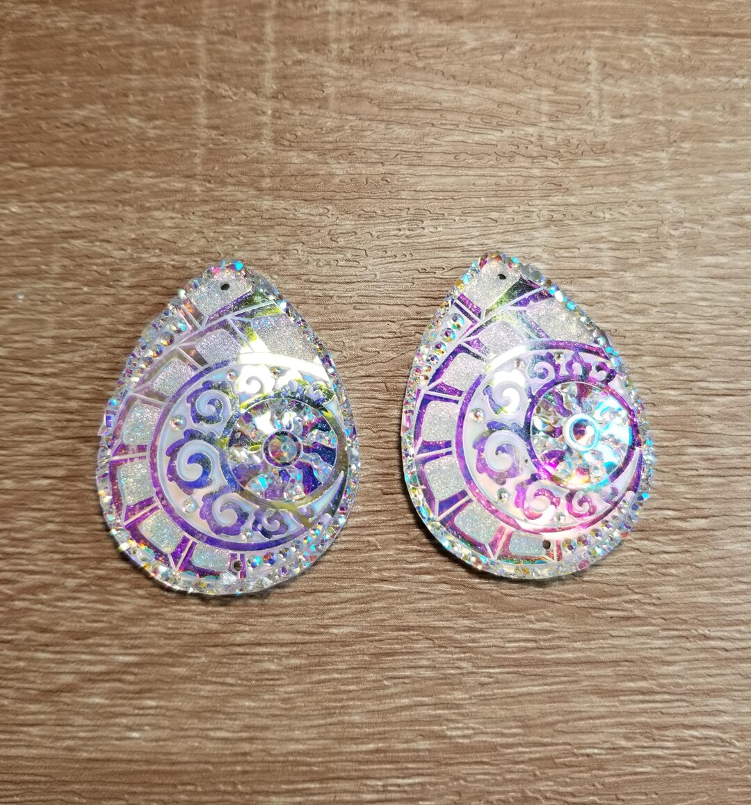 AB 30 X 40 Mm Geometric Pattern Tear Drop Flat Back Cabochons, Flower ...