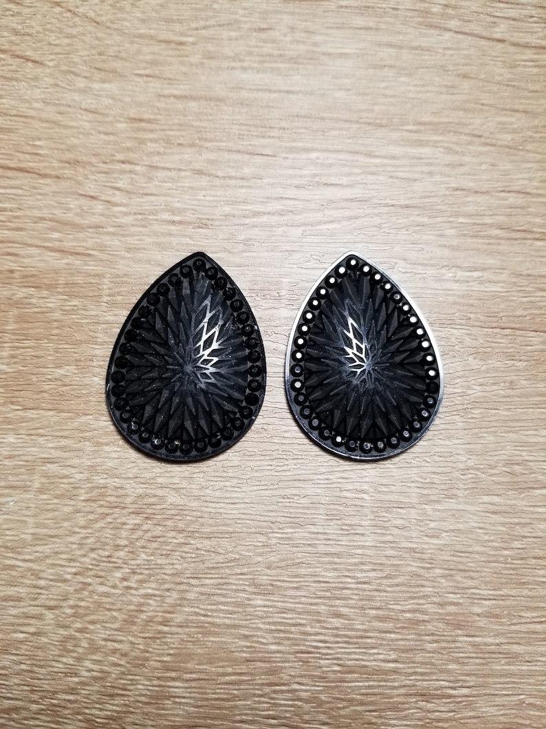 AB 30 X 40 Mm Geometric Pattern Tear Drop Flat Back Cabochons, Flower ...