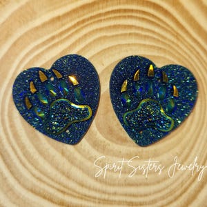 AB 25 mm Hartvormige cabochons met berenklauw en platte achterkant voor inheemse oorbellen, berencabochons voor kralen oorbellen met inheemse motieven, berencabochons voor Aboriginal oorbellen