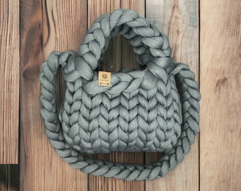 Hand Knit Bag: Handmade Crochet Handbag with Handle and Strap