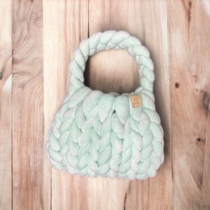Customizable HANDMADE Vegan Velvet Top Handle Chunk Yarn Bag