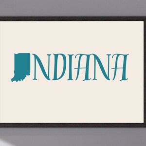 Art mural imprimable Indiana texte pour cadeau de pendaison de crémaillère Décoration d'intérieur en téléchargement numérique Décoration de bureau à domicile Espace de vie unique à encadrer