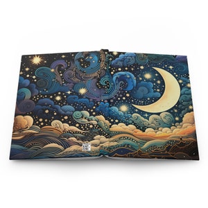 Vibrant Celestial Notebook, Whimsical Galaxy Moon Journal - Etsy