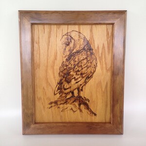 Barn Owl Wood Burning Art, Pyrography, Framed, Wildlife Art, Birds of Prey, Raptor Art, Framed Art, Bird Décor, Owl Art, Hand-Made