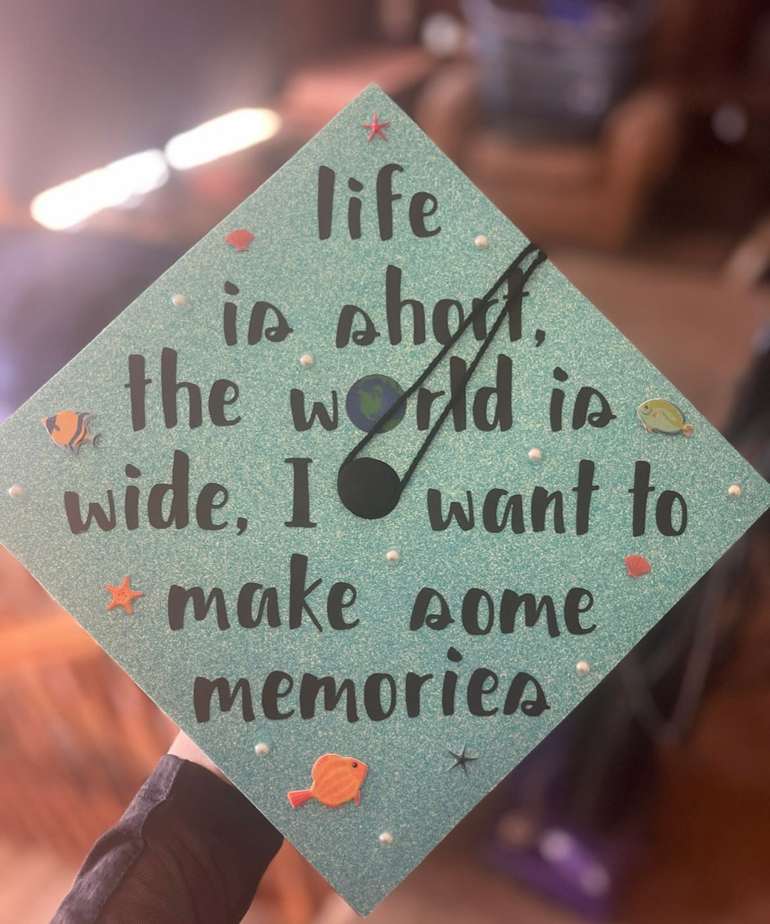 Buy Mamma Mia-themed Graduation Cap Topper, Sparkly Background, Ocean ...