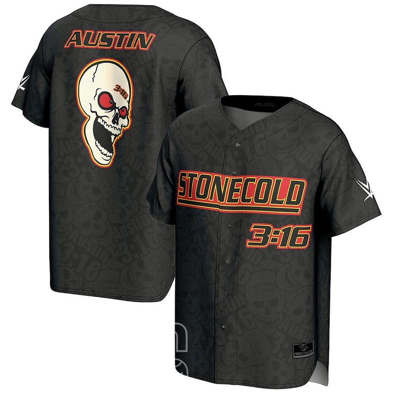 Men's black stone Cold Steve Austin 3:16 Skull Fashion Baseball Jersey ...