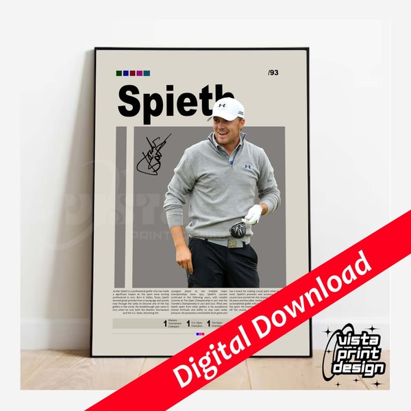 Jordan Spieth Golf Motivational Poster, Sports Poster, Modern Sports Art, Golf Gifts, Golf Wall Art, Minimalist Wall Art