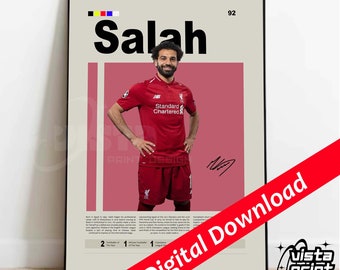 Affiche Mohamad Salah, impression footballeur égyptien, cadeaux de football, affiche de sport, affiche de football, art mural football, affiches de chambre de sport