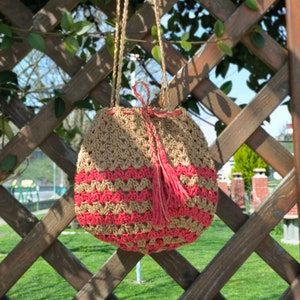 Cream Color Paper Rope Shoulder Bag, Granny Square Crochet Bag,Crochet Shoulder Bag, Handmade Tote Bag, Women's Woven Yarn Bag, Knitting Bag