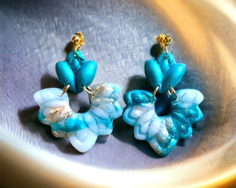 Azul blauwe klei oorbellen