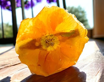 Orange primrose natural flower brooch