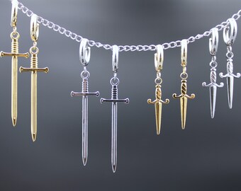 ONEFINITY Orecchini Pendenti A Spada E Croce Gotica In Argento Sterling 925 - Unisex, Ipoallergenici - 2