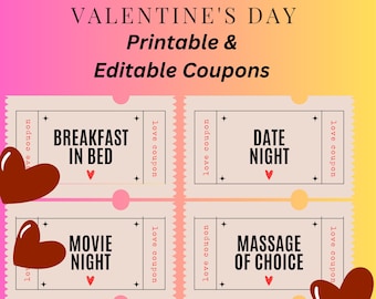 Liebes Coupons für Paare | Valentinstag Couponbuch | Romantisches Geschenk für Sie oder Ihn | Sofort Download