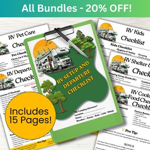 RV Camping Checklist | Trailer Setup & Departure List | Camping Packing List | Printable Travel Planner PDF | Trip Organizer