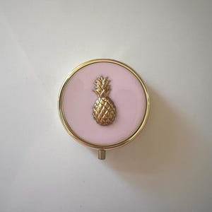 Pink Pill Case: Brass Pineapple Resin Storage Box