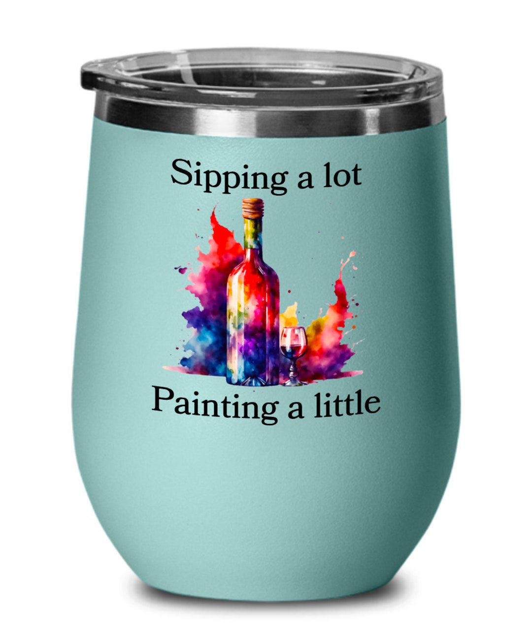 Paint and Sip, Wine Travel Mug, Friend Gift, Bridal Shower, Paint Party Etsy