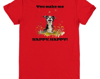 Border collie, dog lover, youth tee, dog t-shirt, happy dog shirt, children's dog shirt