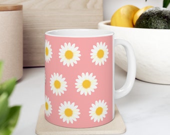 White daisy patterned mug,Ceramic Mug, 11oz,The pure beauty of white,Simplicity and elegance,just daisy, Mothers Day