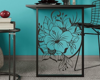 Wall Mounted Folding Desk: Laser Cut Flower Design, Space Saving Table