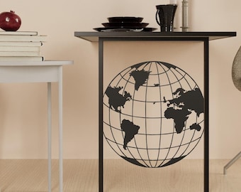 World Map Folding Wall Desk: Space Saving Home Office Furniture