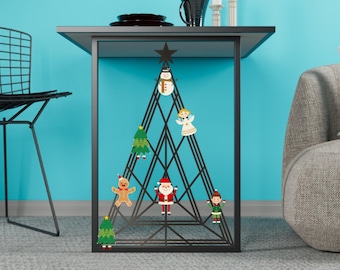 Christmas Foldable Wall Desk – Magnetic Metal Tree, Holiday Decor