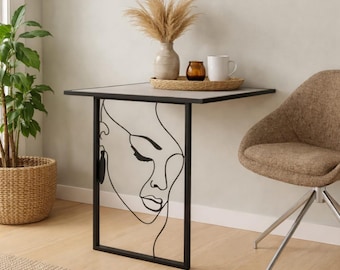 Wall Mounted Folding Desk | Small Space Saving Table & Metal Wall Decor
