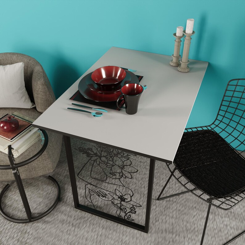 Wall Mounted Folding Desk: Murphy Table With Art Frame - Etsy