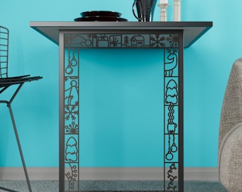 Wall Mounted Folding Desk – Decorative Metal Frame, Space Saving Table