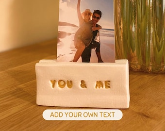 Soporte de fotos de arcilla hecho a mano: Mensaje personalizado, soporte para Instax Mini